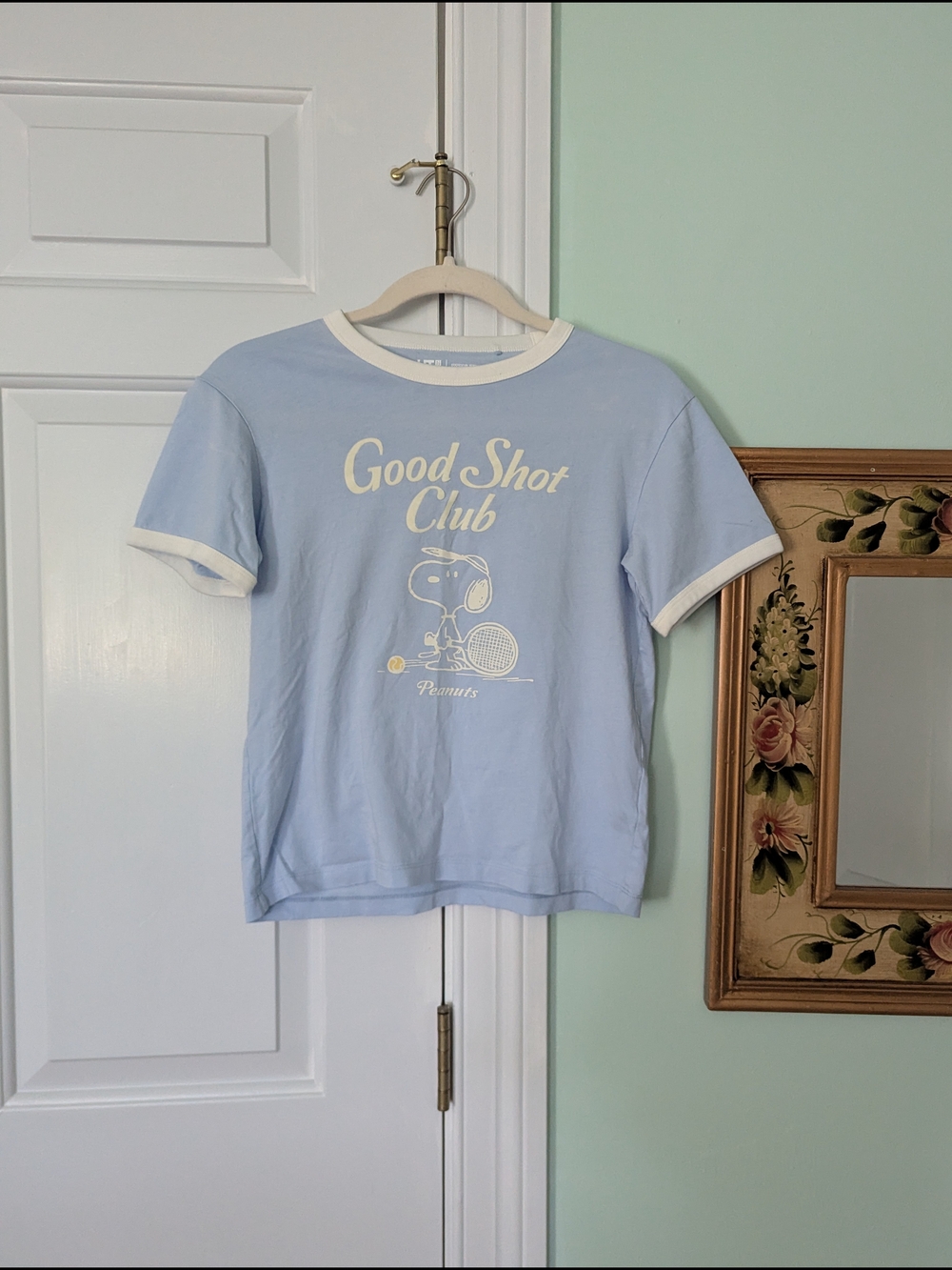 Peanuts Light Blue Ringer Tee with White Trim